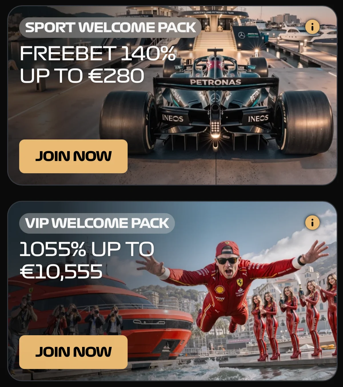 packs de bienvenue sport et vip de spinformula freebet 140 jusqua 280 et 1055 jusqua 10 555